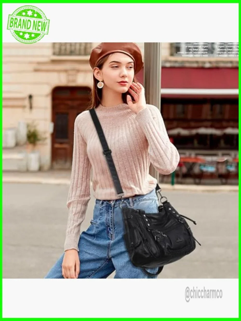 Vegan Leather Hobo Tote with Adjustable Strap Fits 13